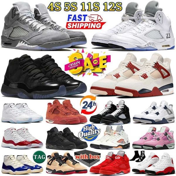 With Designer shoes 4s 5s 11s 14s basketball wolf grey laker University blue Gamma Blue Black Cat Military Sail Thunder White Cement Sneakers sneakers
