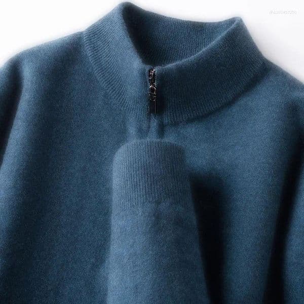 Men's Sweaters Merino Wool Sweater 350g Thickened High-Neck Zip-Up Thermal Breathable