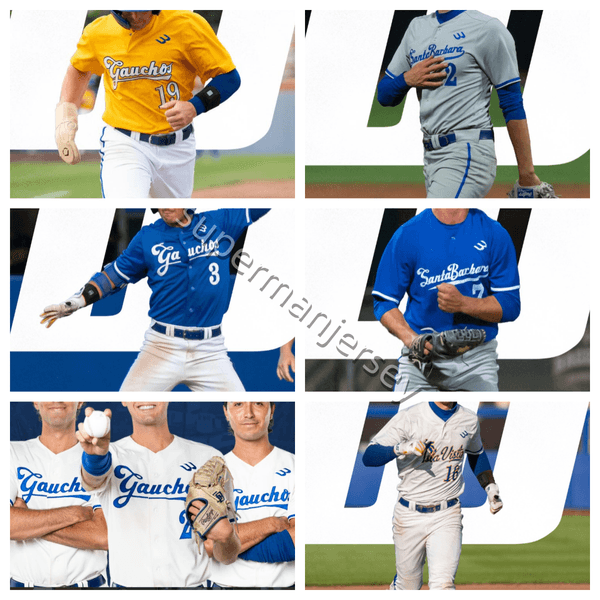 2026 Custom UC Santa Barbara (UCSB) Gauchos baseball Jersey Colin Beazizo Jackson Flora Rowan Kelly Jonathan Mendez Cole Tryba Jack Haferkamp Aber Peterson