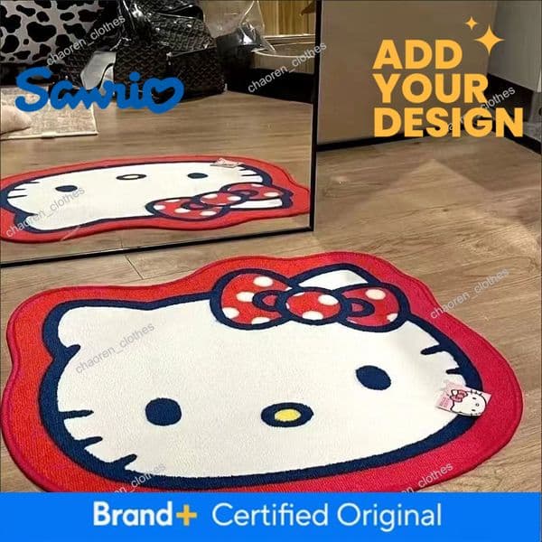 Ins-style My Melody Hello Kitty bedside rug, floor mat, dressing table hanging basket cushion, bedroom decoration, cooling foot pad