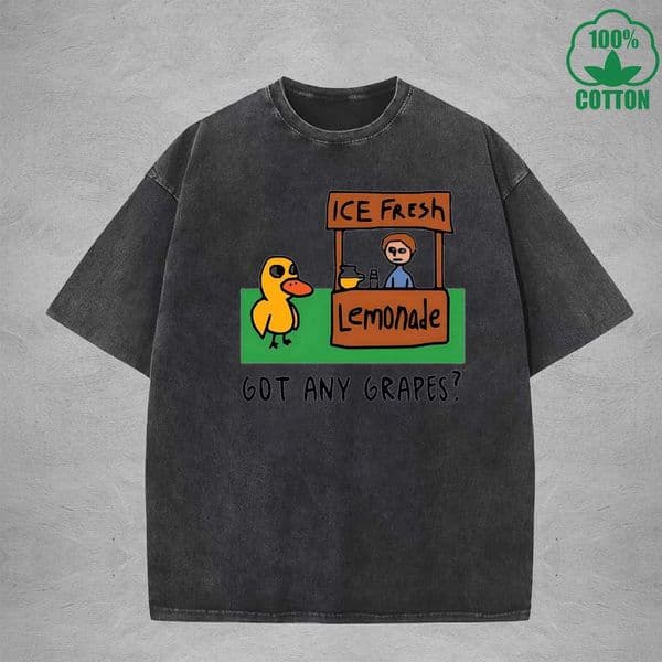 GOT ANY GRAPES Printed Washed T-Shirt 230G Multicolor Loose Trendy Fashionable Cotton Short Sleeve Top H260414