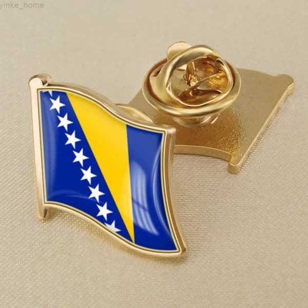Bosnia and Herzegovina National Flag Crystal Resin Drop Badge Brooch Flag Badges of All Countries in the World