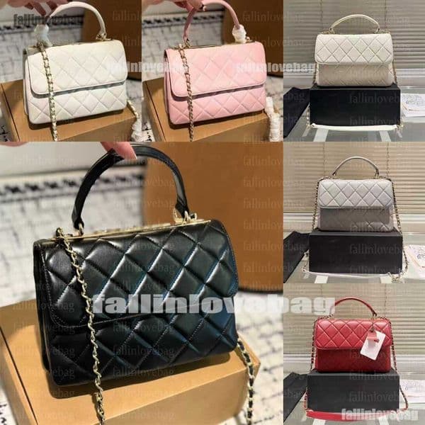 Calfskin Leather Trendy Bags Top Handle gold button Quilted Chain Cross Body Shoulder bag purse Classic Flap Famous Designer ba