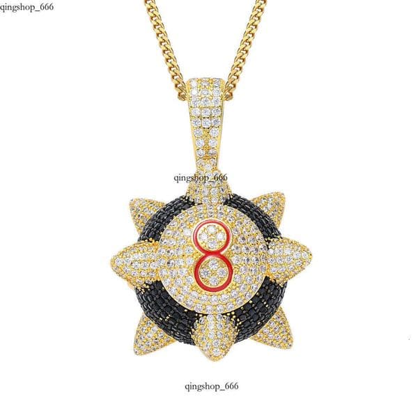 Fashion Fashion Jewelry bestseller 3D Black 8 Meteor Hammer Pendant Hip Hop trendy Moissanite necklace jewelry