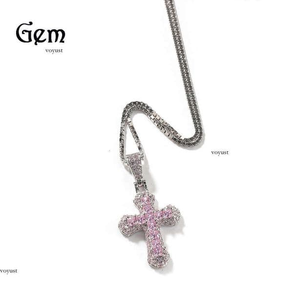 Moissanite Jewelry Gold-Plated Fashion Mini Cross Personality Versatile Short Clavicle Chain Women's Inlaid Trendy Jewelry