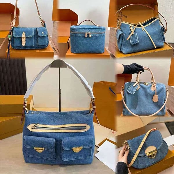 Women Shoulder Bags Sunset Blue Denim Saddle Bag Designer Crossbody Bags Handbags New Vintage Totes Hobo Bag Luxury Romantic Totes