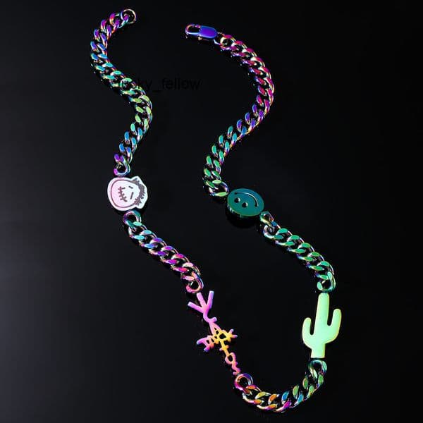 Fashionable and popular smiling cactus Cuban chain necklace dazzling stainless steel jewelry clavicle chain accessory