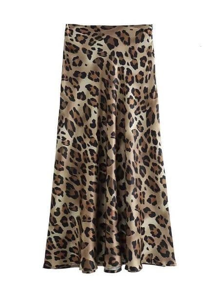 Willshela Women Fashion Leopard Pleated Side Zipper Midi Skirt Vintage High Waist Female Chic Lady Skirts X260414
