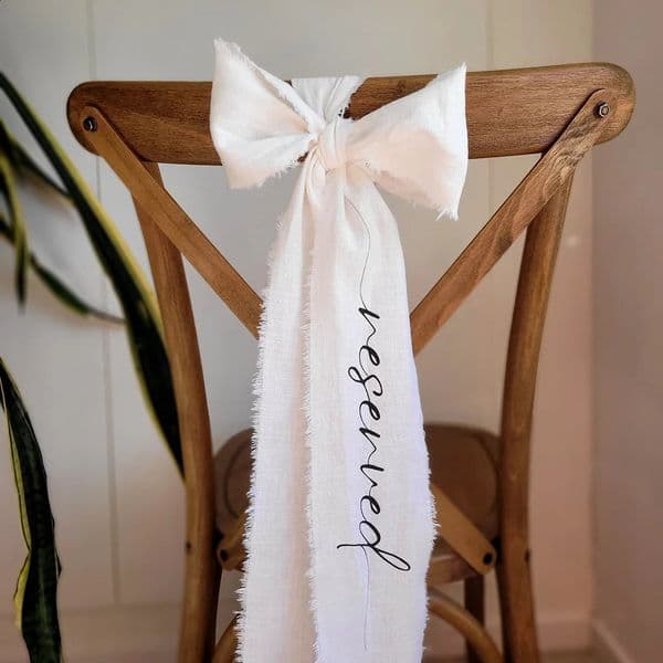 Custom 5Pcs RESERVED Chair Ribbon Elegant Wedding Decorations Fabric Sign Dinner and Cocktail Party Accessories Holiday Supplies 260414