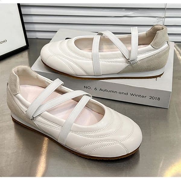 French Style Mary Jane Ballet Flats Womens Flat Shoes Cross Band SlipOn Casual Loafers Breathable Summer Sneakers 260414