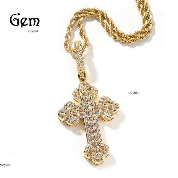 New Large Cloud Cross Pendant Hip Hop Rap Moissanite Personality Versatile Trendy Men's Necklace