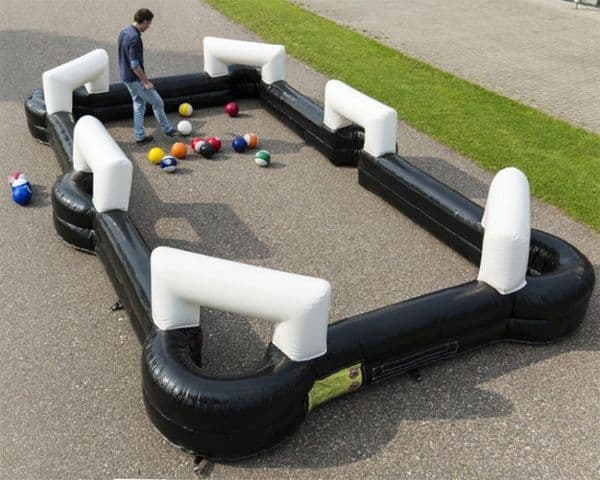 Inflatable Billiards Table Outdoor Fun Football Sports Game Inflatable Foot Kick Billiards Competition Props Equipped with 16 Colored Balls
