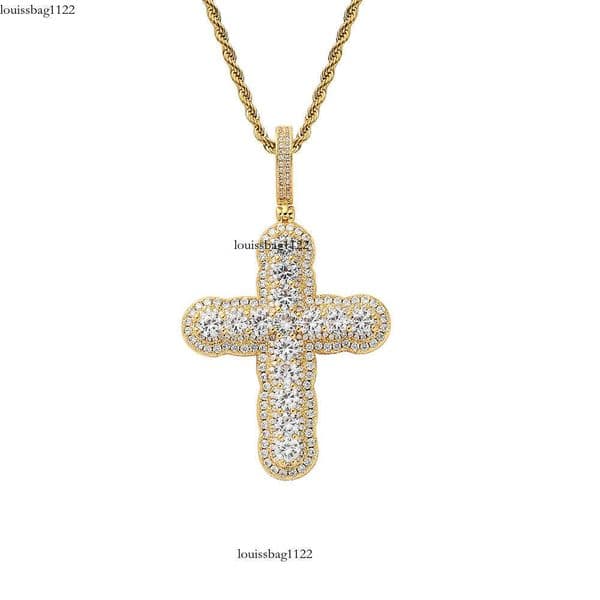 Large small round pendants Jewelry Hip Hop jewelry Silver inlaid with Moissanite trendy Moissanite cross necklace for men