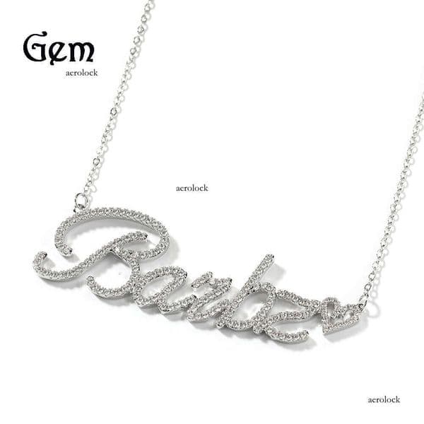 Moissanite Jewelry INS Style Custom Diamond-Studded English Necklace for Women Light Luxury Number 26 Cursive Letter Heart Thin Chain