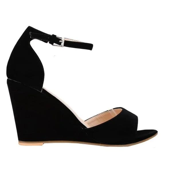 Women Wedge Sandals Sexy Pumps 8cm Casual Open Toe Ankle Strap Buckle High Heels Party Wedding Dress Ladies Shoes Large Size 42 260413BJ