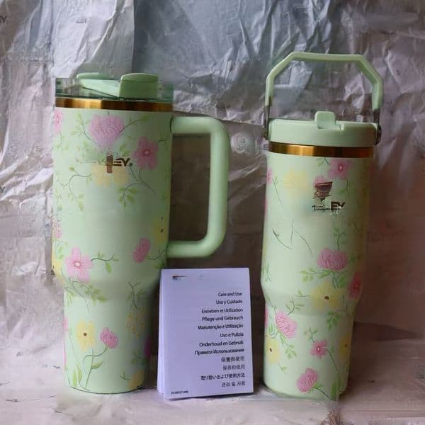 Limited new product 40OZ Spring Blossom Ice King Cup Large Capacity Car Water Cup 3rd Generation Stainless Steel Insulated Cup Car Cup 16OZ Z260527