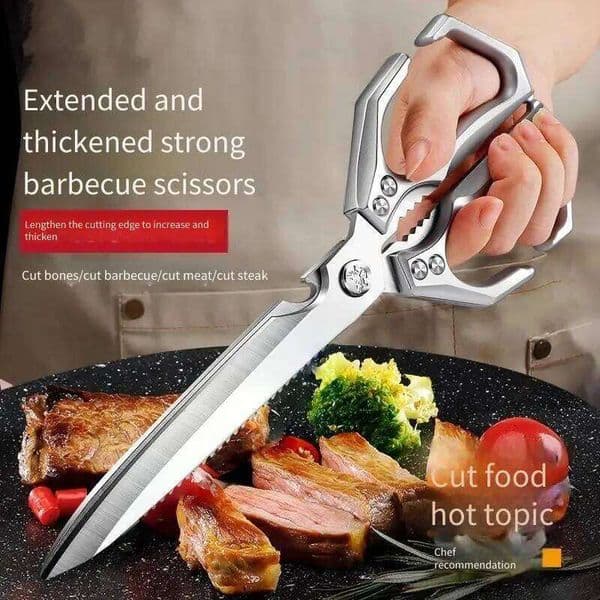Stainless Steel Scissors: Kitchen Barbecue, Extra-Long Food Scissors for Home Use