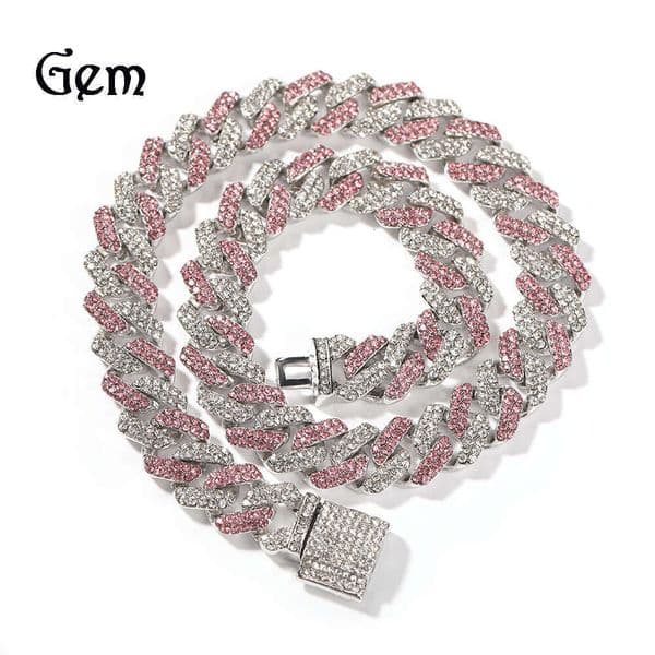 New Moissanite Jewelry Style Cuban Chain Alloy Full Diamond 13MM Hip Hop Rap Men's Cool Necklace Jewelry