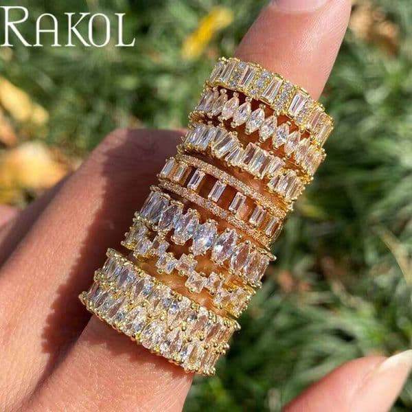 14K 18K RP2131 Polish Hot GRI IGI Full Diamond Micro 1-5ct Pave Wedding 2025 Latest Factory Ring Double Row Water Drop Zircon