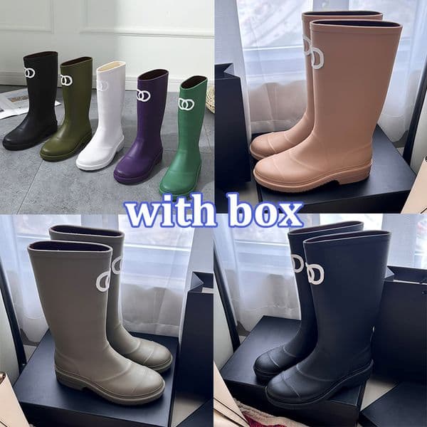 free shipping designer boots women comfortable long booties thick-soled martin boots Womens Rain Boots luxury fashion black pink gray size35-40
