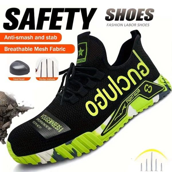 Lightweight Steel Toe Safety Shoes Men Anti-puncture Work Shoes Men Breathable Industrial Shoes Indestructible Work Safety Boots 260413BJ