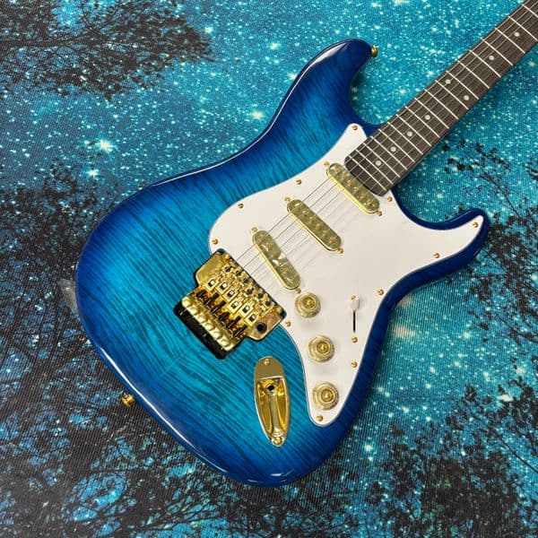 6-string electricguitar, bluetigerstripegradientrosewoodfingerboard,goldhardware,suitable for all stylesguitars, advanced electric guitarra
