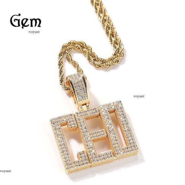 Hip Hop Moissanite Jewelry Full Moissanite Block Letter Trendy DIY Splicing Personalized Niche Design Pendant Necklace