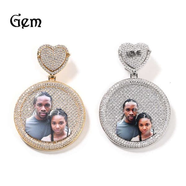 Hip Hop retro cute Moissanite Jewelry heart-shaped buckle letter DIY photo pendant fashionable commemorative pendant