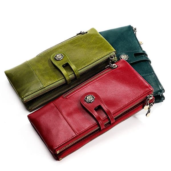 Cross-Border RFID Anti-Theft Long Vintage Genuine Leather Women's Wallet Korean Fashion Coin Clutch