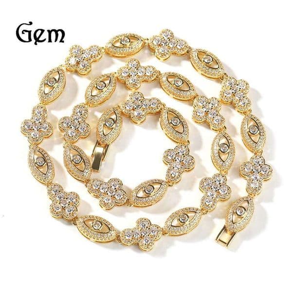 High-Quality Moissanite Jewelry Jewelry Gold Inlaid Diamond Eye Cross for Men Hip Hop Necklace with a Sense of Sophistication