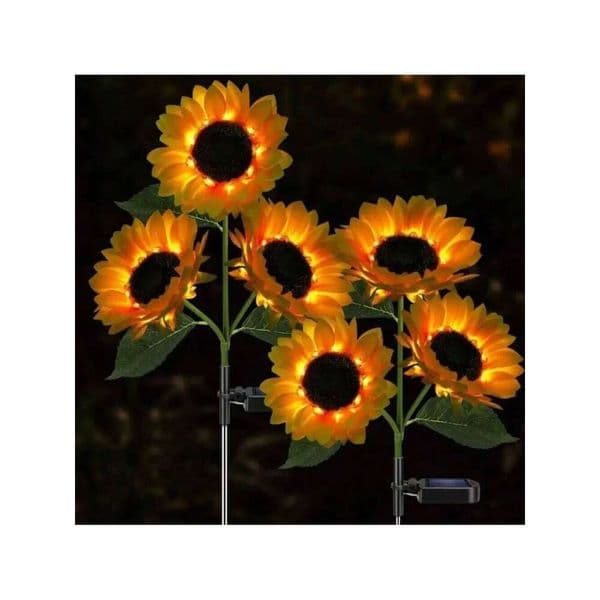 Solar Powered Sunflower Light Outdoor Waterproof LED Ground Insert Lamp For Garden Lawn Courtyard Decoration 26W0414