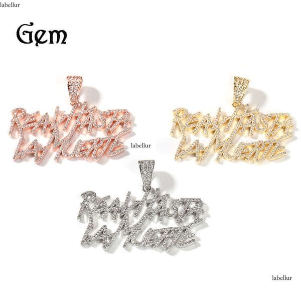 New Moissanite Jewelry Style Double Layer Letter Pendant Necklace Jewelry for Men Versatile Hip Hop Rap Trendy Brand Accessories Wholesale
