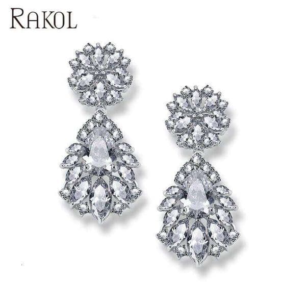 14K 18K EP055 AAA Cubic GRI IGI Zirconia Colorful Stone Flower Shape Luxury Earrings Jewelry 1-5ct for Women