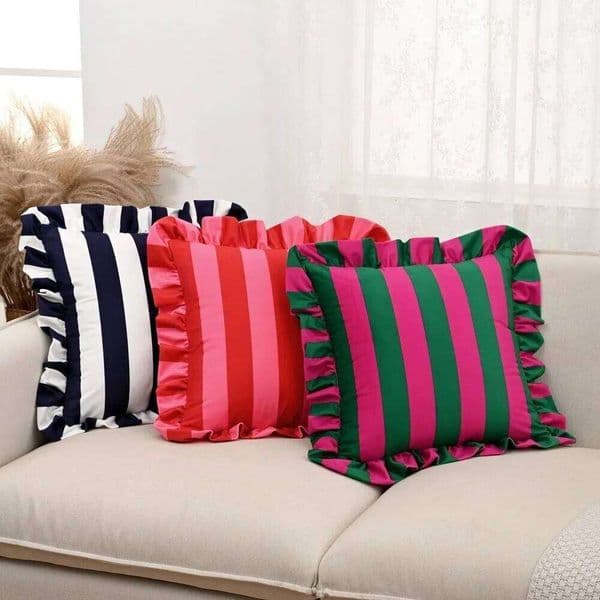 Fashion Striped Pillowcase Velvet Soft Bedding Cover Home Decor Lotus Leaf Skirt Edge Pillow Case Bedroom Living Room 26Y0414