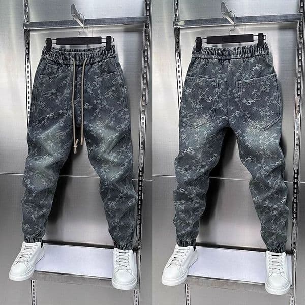 American Classic Jeans Fashion Joints Harem Pants High Quality Loose Harajuku Straight-Leg Trousers Men Clothing