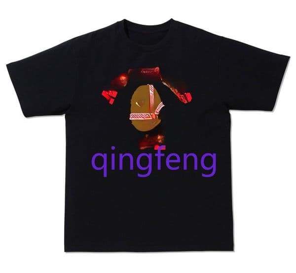 Summer Samurai Monkey Pattern Cotton T-shirt Men's Casual Street Wear Black T-shirt -2XL