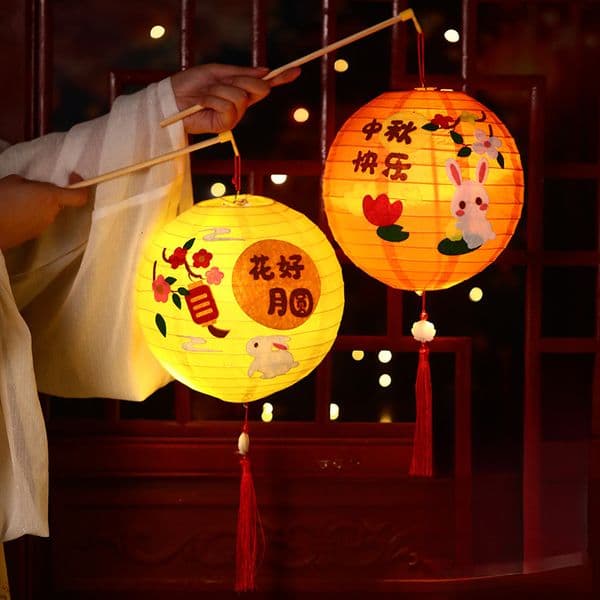 Mid-Autumn Festival Children's Handheld 2025 New Model Foldable Paper Luminous Palace Holiday Decoration DIY Handmade Lantern