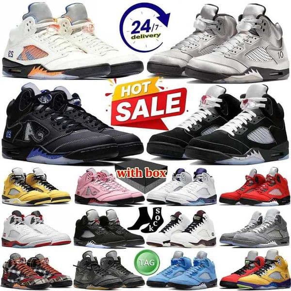 New 5s Plaid DusK Jump 5 Basketball Shoe Men Outdoor Shoes Georgetown Navy Aqua UNC Burgundy Dawn Concord Racer Blue Raging Bull Fire Red Suede 3 3s Trainer Sneakers