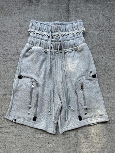 American Mens Shorts Grey Hip Hop Harajuku Loose Multi Functional Pocket Men Streetwear Women Retro Wear Z260606