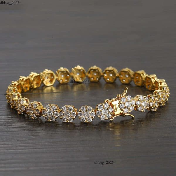 8mm bracelet Luxury Jewelry Hip Hop jewelry Silver inlaid with Moissanite versatile and popular small flower tennis bracelet for couples