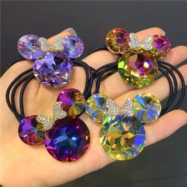 Cute Girls Elastic Hair Band Square Elegant Rhinestone Shiny Crystal Gem Hair Accessories Scrunchies Pearl Hair Ties Wholesale 260413