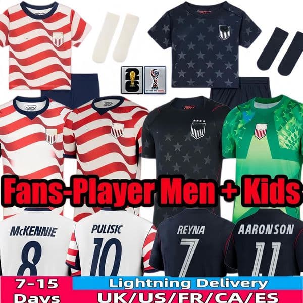 2026 World Cup Soccer Jersey PULISIC MCKENNIE ADAMS REYNA AARONSON America Soccerjersey Football Shirt United States Camisetas USMNT Men Kids Set