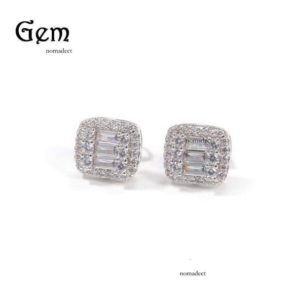 Moissanite Jewelry New Style Personality T Moissanite Gold-Plated Fashion Simple Square Hip Hop Earrings Source