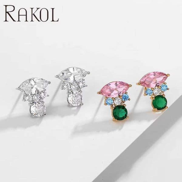 GRI IGI 1-5ct 14K 18K EP5445 Bulk Wholesale Women's Shiny Crystal Eye-Shaped Fashion Colorful Zircon Diamond Copper Earrings
