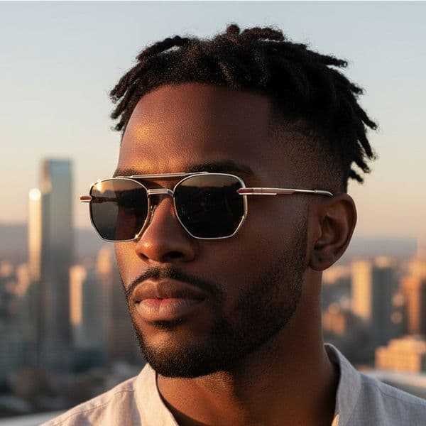 Fashion 2026 New Double-Beam Retro Sunglasses Metal Square Casual Versatile Men's Trendy Eyewear
