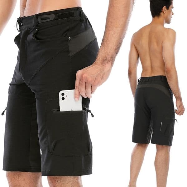 Gym Shorts Man Mountain Bike Shorts Stretch MTB Shorts Quick Dry with Zipper Pocket Suitable for RunningHikingCamping 260402