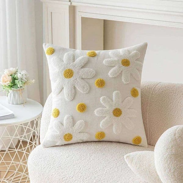 Pillow Case Flower Throw Covers Square Simple Sofa Pillow Cases Stamping Waist Cushion Cover Home Bed Decor 30x50/45X45cm 26L0414