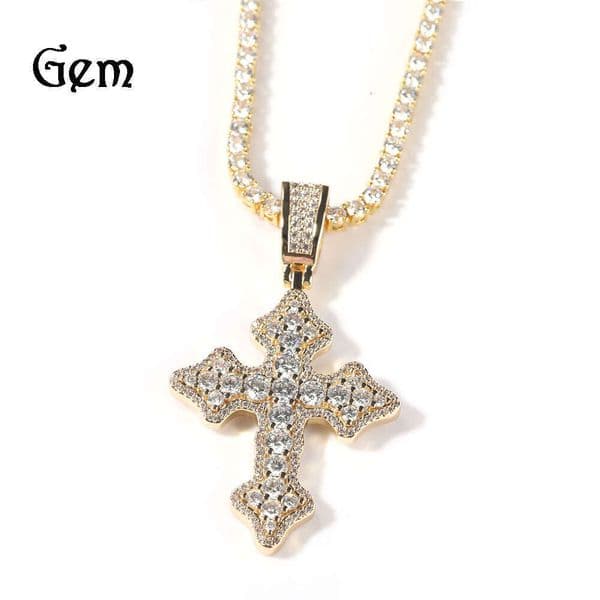 Moissanite Cross Pendant Moissanite Jewelry Fashion Retro Hip Hop Men Street Style Personality Internet Celebrity Necklace Wholesale