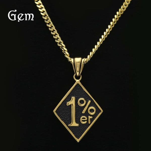 Ancient Style Source New One Percent Oil Drop Pendant Gold-Plated Military Badge Hip Hop Necklace Jewelry Wholesale