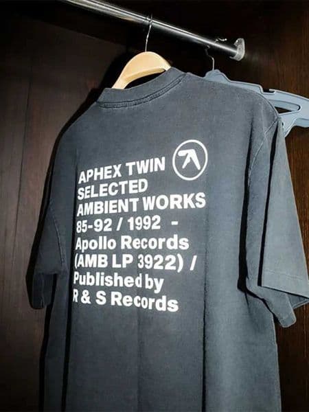 Men T-Shirt Aphex Twin Washed Black Print Cotton Graphic Oversized Korean Fashion Short Sleeve Tops Tees Y2k Streetwear Clothing H260414